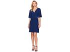 Adrianna Papell Matte Jersey Wrap Dress With Full Elbow Sleeve (navy Sateen) Women's Dress