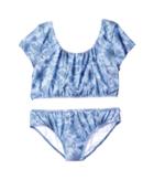 Seafolly Kids Tropical Vacation Tie Back Tankini Top (little Kids/big Kids) (denim Floral) Girl's Swimwear