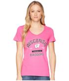 Champion College Wisconsin Badgers University V-neck Tee (wow Pink) Women's T Shirt