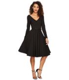Unique Vintage Long Sleeve Maude Swing Dress (black) Women's Dress
