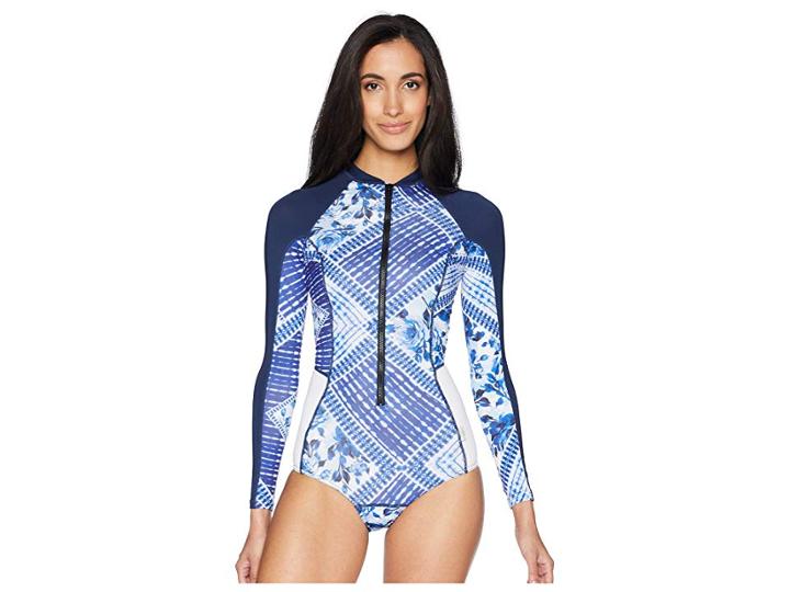 O'neill Prem Long Sleeve Surf Suit Back Zip (indigo Patch/navy/white) Women's Wetsuits One Piece