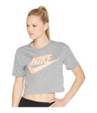 Nike Sportswear Essential Crop Top (carbon Heather/anthracite/crimson Pulse) Women's T Shirt