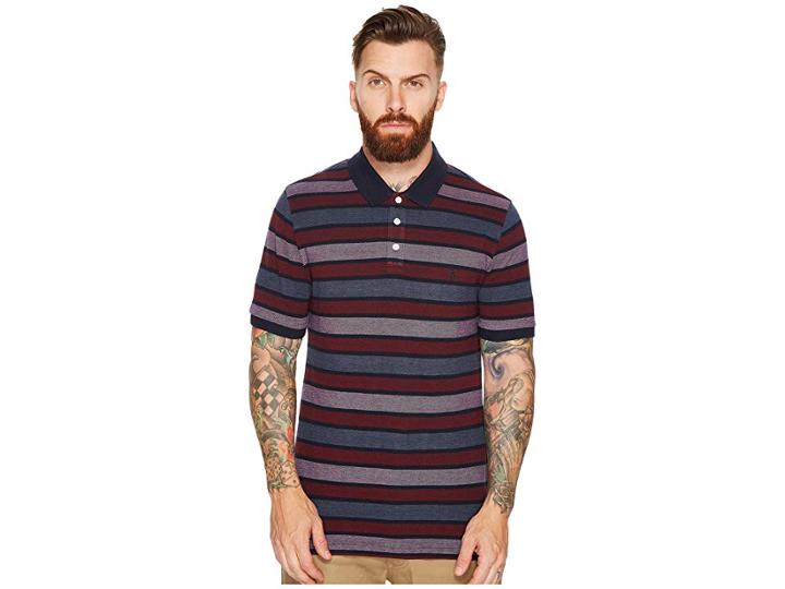 Original Penguin Birdseye Auto Stripe Polo (dark Sapphire) Men's Short Sleeve Pullover