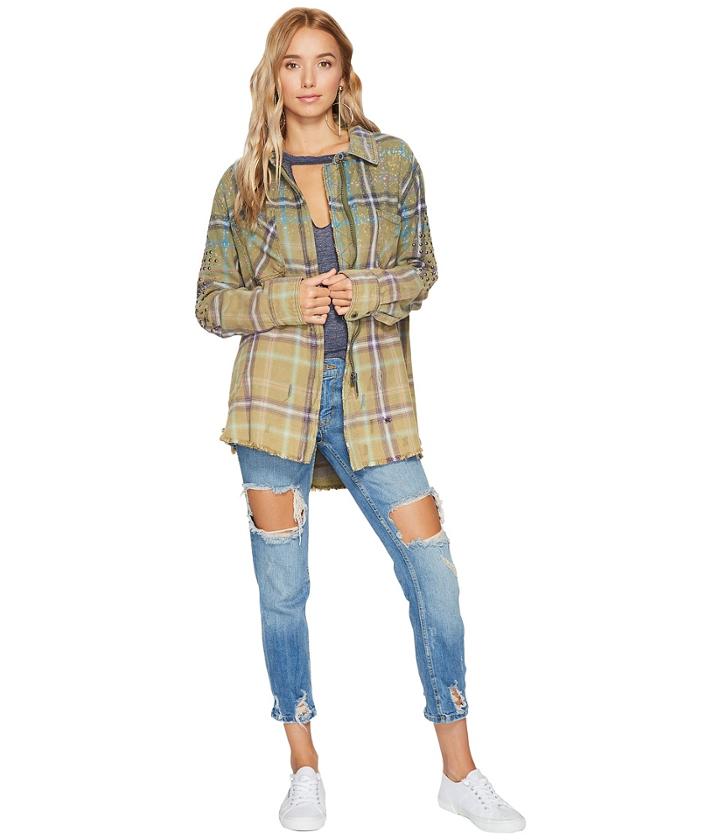 Free People Deconstructed Shirt Jacket (moss) Women's Coat