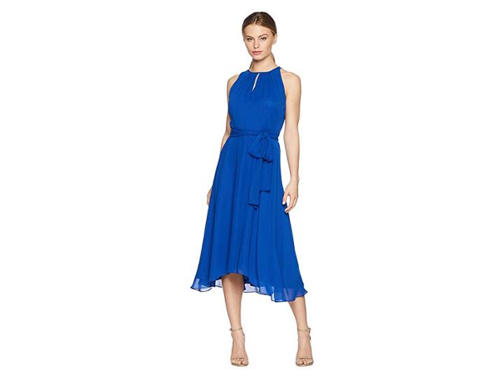 Tahari By Asl Petite Sleeveless Keyhole Shift Dress (neon Royal) Women's Dress