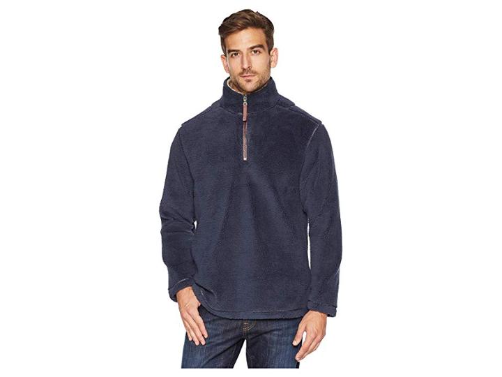 True Grit Pebble Pile 1/4 Zip Pullover (vintage Denim) Men's Clothing