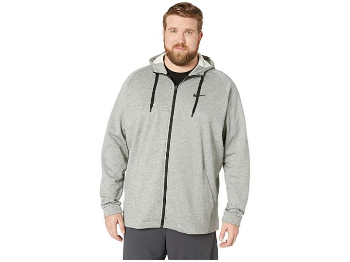 Nike Big Tall Thermal Hoodie Full Zip (dark Grey Heather/black) Men's Sweatshirt