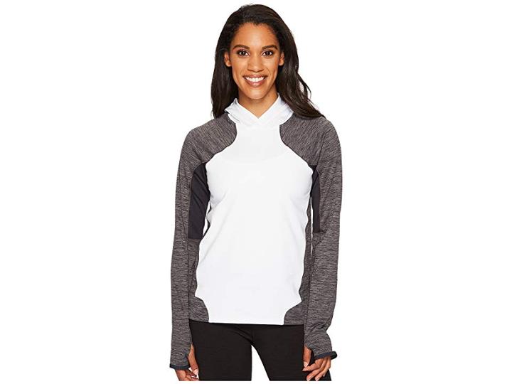 Under Armour Ua Coldgear(r) Armour Pullover Hoodie (white/carbon Heather/metallic Silver) Women's Sweatshirt