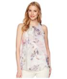 Vince Camuto Sleeveless Diffused Blooms Blouse (new Ivory) Women's Blouse