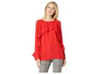 Eci Long Sleeve Ruffled Blouse (red) Women's Blouse