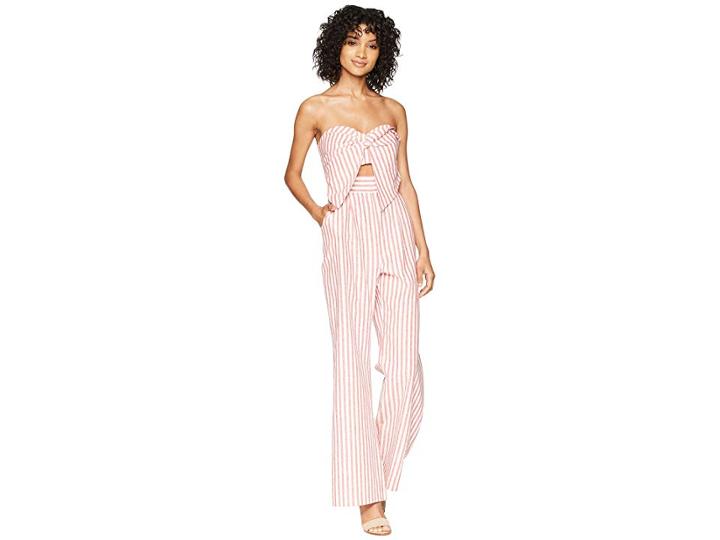 Bardot Summer Jumpsuit (red Stripe) Women's Jumpsuit & Rompers One Piece