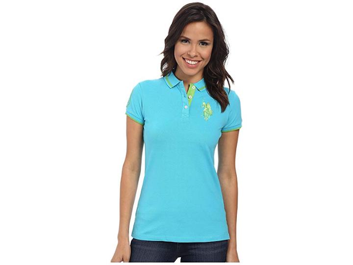 U.s. Polo Assn. Solid Pique Polo Shirt (scuba Blue) Women's Short Sleeve Knit