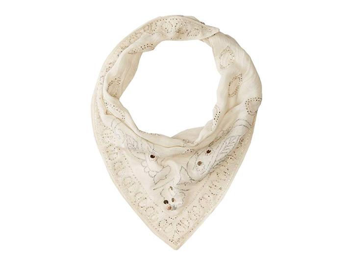 Chan Luu Viscose Guaze Triangle Beaded Neckerchief (jet Stream) Scarves