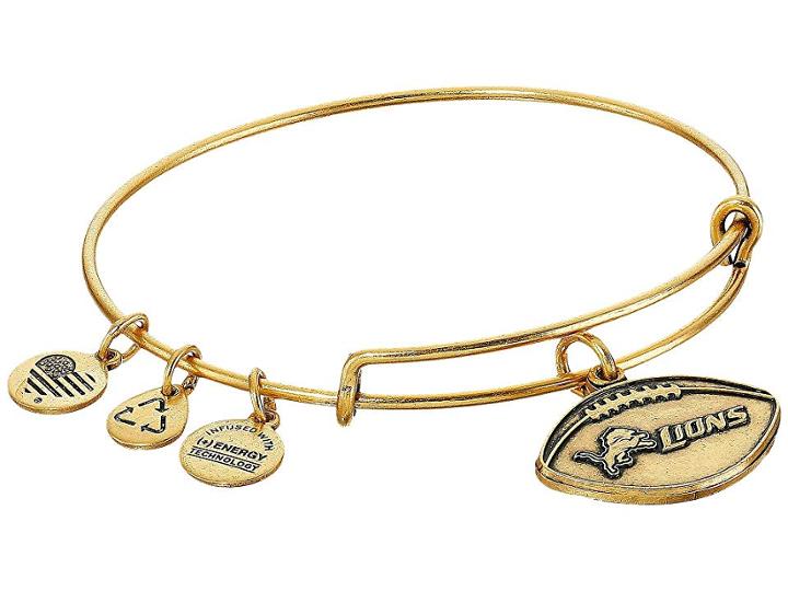 Alex And Ani Nfl Detroit Lions Football Bangle (rafaelian Gold) Charms Bracelet