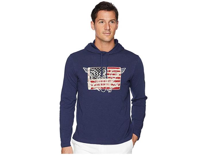 Polo Ralph Lauren Slub Jersey American Pullover Hood T-shirt (dark Cobalt) Men's T Shirt