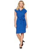 Anne Klein Shirtdress With Open Collar (cezanne Blue/black) Women's Dress
