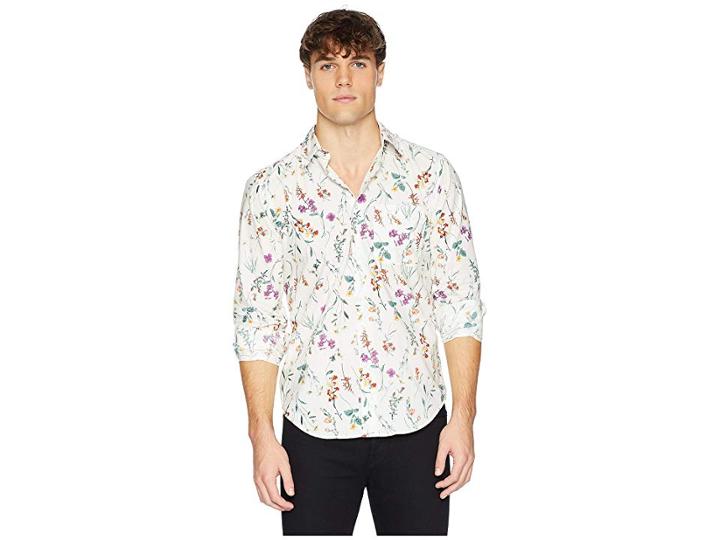 Naked & Famous Regular Shirt Flower Painting (white) Men's Clothing