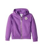 Converse Kids Rib Panel Zip Hoodie (toddler/little Kids) (bright Violet) Girl's Sweatshirt