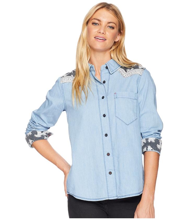 Free People Meet Me In Marfa Woven Top (blue) Women's Clothing