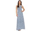 Michael Michael Kors Floral Halter Maxi Dress (true Navy/light Chambray) Women's Dress