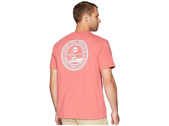 Vineyard Vines Slub Edsftg Crest Pocket T-shirt (jetty Red) Men's T Shirt