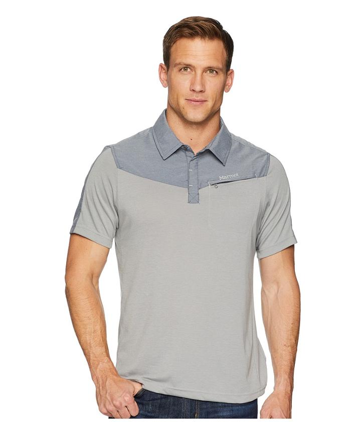 Marmot Gulch Polo Short Sleeve (grey Storm/steel Onyx Heather) Men's Clothing