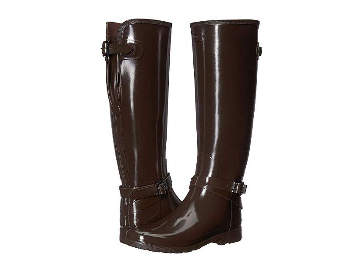 Hunter Refined Adjustable Ankle Strap Gloss (bitter Choc) Women's Rain Boots