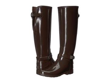 Hunter Refined Adjustable Ankle Strap Gloss (bitter Choc) Women's Rain Boots