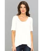 Three Dots Lightweight Viscose 1/2 Sleeve Relaxed High-low Tee (gardenia) Women's T Shirt
