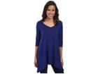 Allen Allen 3/4 Sleeve V-angled Tunic (new Blue) Women's Short Sleeve Pullover