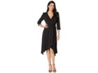 Adrianna Papell Fancy Crepe Wrap Dress W/ 3/4 Length Sleeves (black) Women's Dress