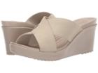Crocs Leigh Ii Cross Strap Wedge (oyster/cobblestone) Women's Wedge Shoes