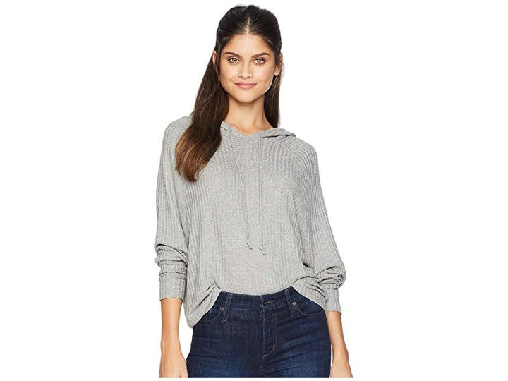 Chaser Thermal Raglan Sleeve Dolman Pullover Hoodie (heather Grey) Women's Sweatshirt