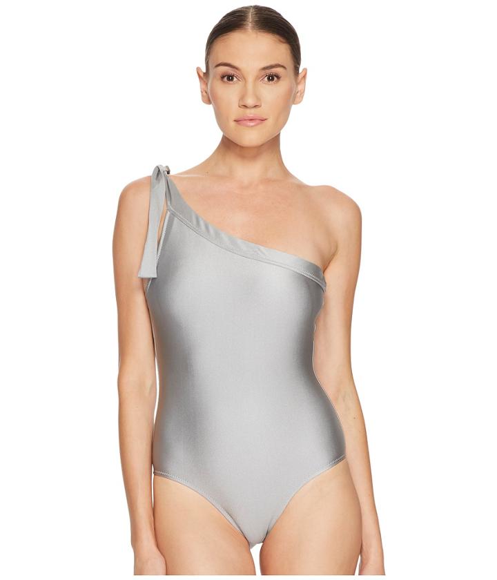 Letarte One Shoulder One-piece (silver) Women's Swimsuits One Piece