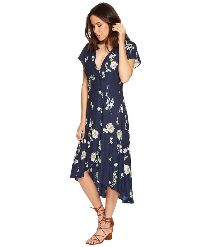 Free People Lost In You Midi (blue Combo) Women's Dress