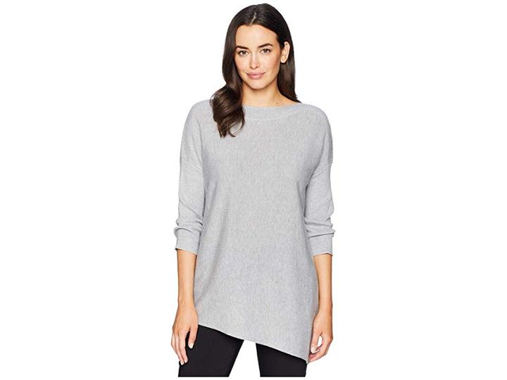 Lilla P Ribbed Sleeve Boat Neck (heather Grey) Women's Clothing
