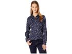 Chaps Non Iron Cotton Sateen Long Sleeve Shirt (navy Multi) Women's Clothing