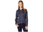 Chaps Non Iron Cotton Sateen Long Sleeve Shirt (navy Multi) Women's Clothing