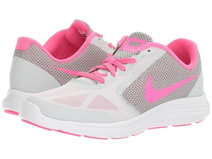 Nike Kids Revolution 3 (big Kid) (pure Platinum/pink Blast/wolf Grey/white) Girls Shoes