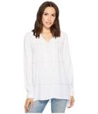 Tribal Long Sleeve Blouse With Stud Detail (white) Women's Blouse