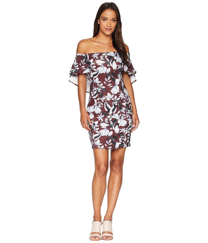 Alexia Admor Off The Shoulder Floral Sheath Dress (burgundy) Women's Dress