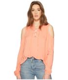 Jack By Bb Dakota Rossi Slub Gauze Tie Front Cold Shoulder Top (rose Pink) Women's Clothing
