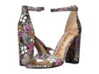 Sam Edelman Yaro Ankle Strap Sandal Heel (bright Multi Retro Floral Snake Print) Women's Dress Sandals