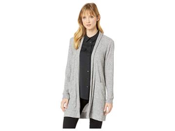 Two By Vince Camuto Brushed Rib Knit Two-pocket Cardigan (grey Heather) Women's Sweater