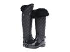 Michael Michael Kors Fulton Quilted Rainboot (black Rubber/winter Shearling/vachetta) Women's Rain Boots