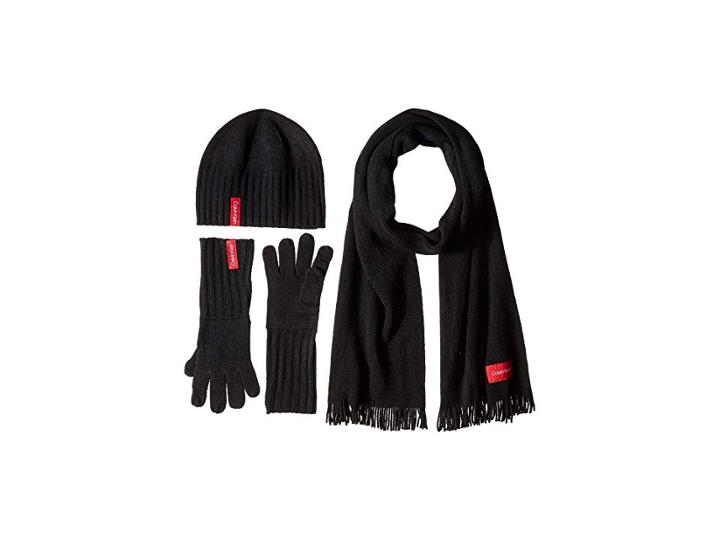 Calvin Klein Three-piece Basic Set (black) Beanies