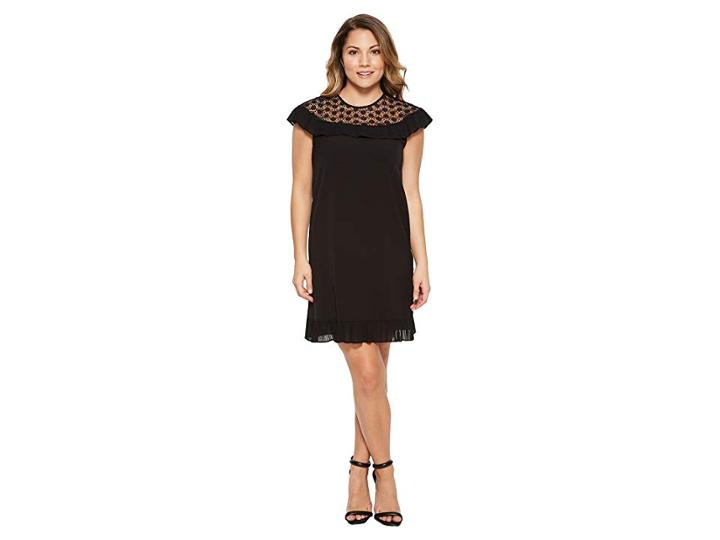Tahari By Asl Petite Plisse Pleat Dress (black) Women's Dress