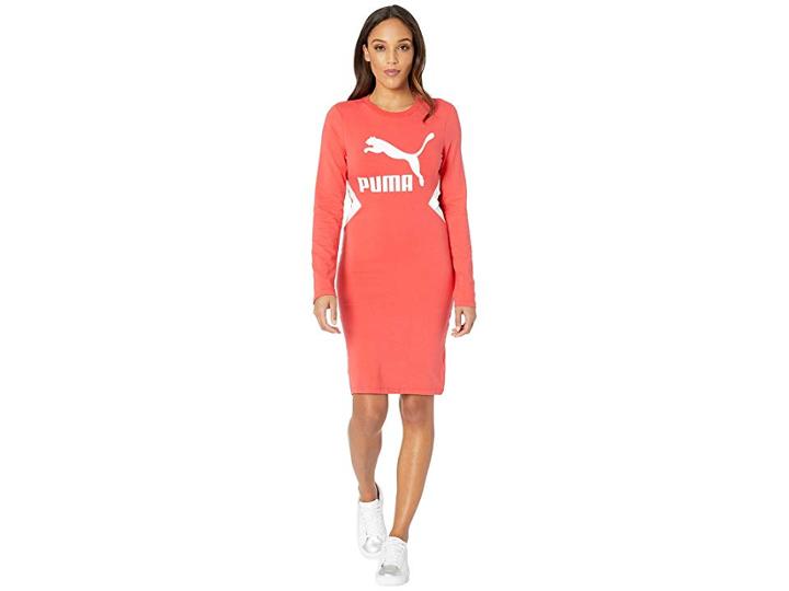 Puma Classics Logo Tight Dress (hibiscus) Women's Clothing