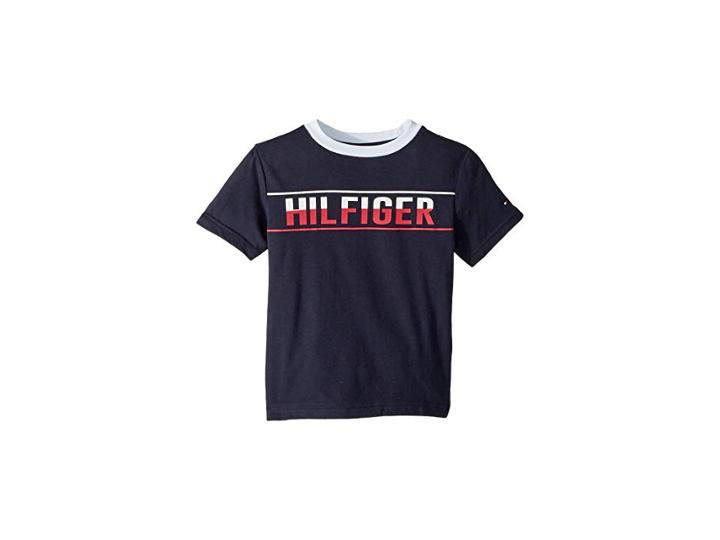 Tommy Hilfiger Kids Hilfiger Logo Graphic Tee (toddler/little Kids) (swim Navy) Boy's T Shirt