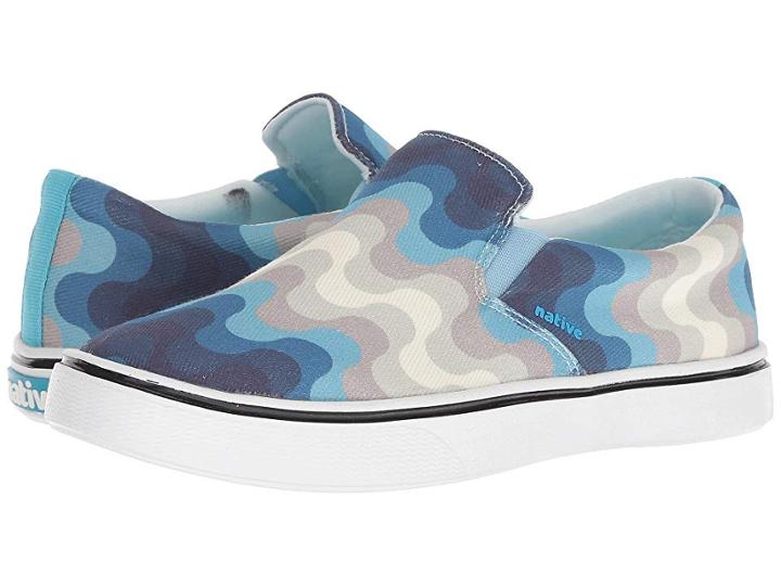 Native Shoes Miles Denim Print (white Wash/shell White/surfer Wave) Shoes